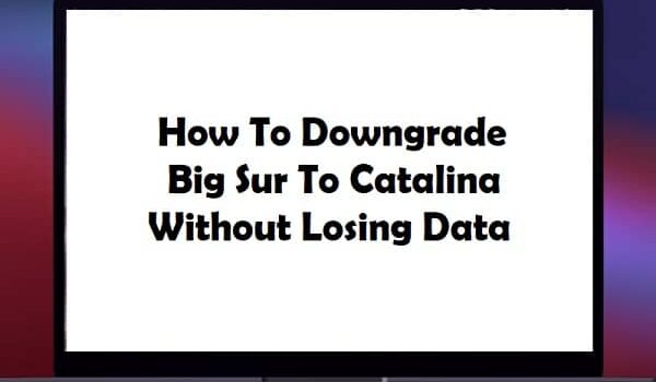 How To Downgrade Big Sur To Catalina Without Losing Data